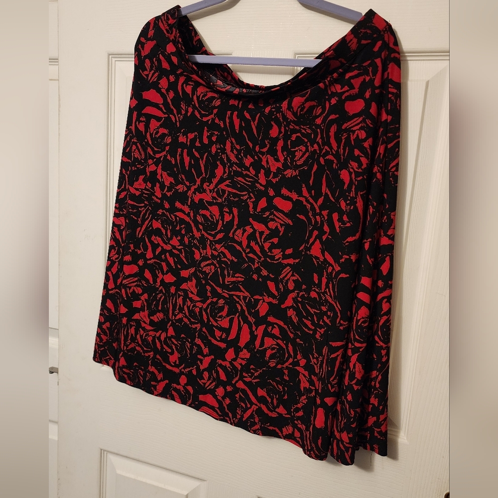George Red and Black Patterned Blouse